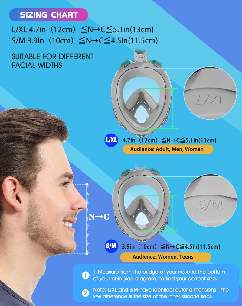 Greatever G2 Full Face Snorkel Mask with Latest Dry Top System,Foldable 180 Degree Panoramic View Snorkeling Mask with Camera Mount,Safe Breathing,Anti-Leak&Anti-Fog - Image 4